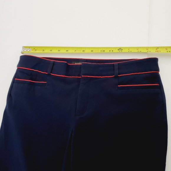 Banana Republic Pants Sloan Silk Trim Slim Ankle Work Career Trousers Navy Red 6 - Picture 9 of 12